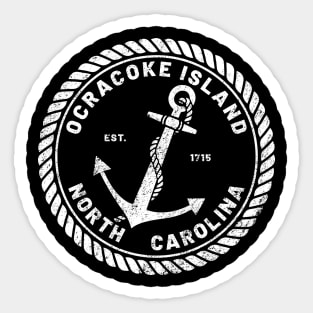 Vintage Anchor and Rope for Traveling to Ocracoke Island, North Carolina Sticker